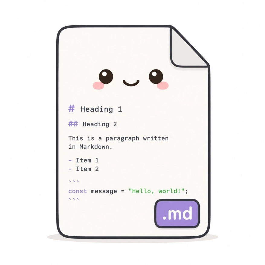 The Markdown File Craze (.md) for Winning Over LLMs 2 A illustration of a markdown file with sample text written on it