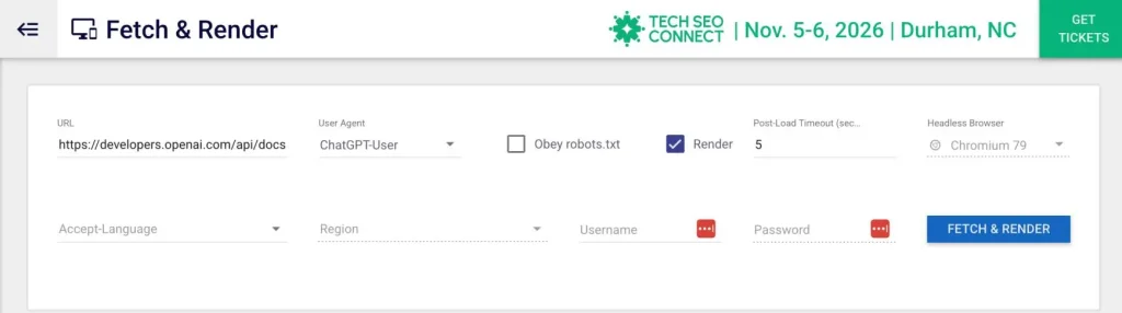 Comprendre la manière dont les assistants IA voient vos pages en quelques minutes 8 Capture d'écran de l'outil en ligne Fetch & Render